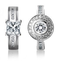 princess cut and round brilliant diamond engagement rings, from Alice Herald's designer collections