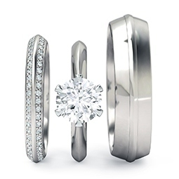 Platinum Matching Solitaire Wedding Ring Set Platinum Matching Solitaire Wedding Ring Set