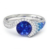 Cascade Sapphire Ring in 18kt White Gold