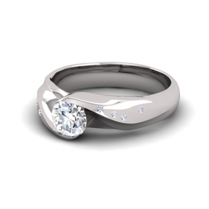 AH_Elazzi Round Brilliant Diamond Ring in Platinum 950 AU - Main View