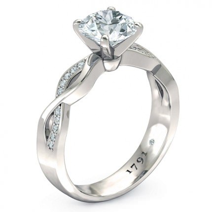 Felicita Round Brilliant Engagement Ring in 18kt White Gold AU - Main View