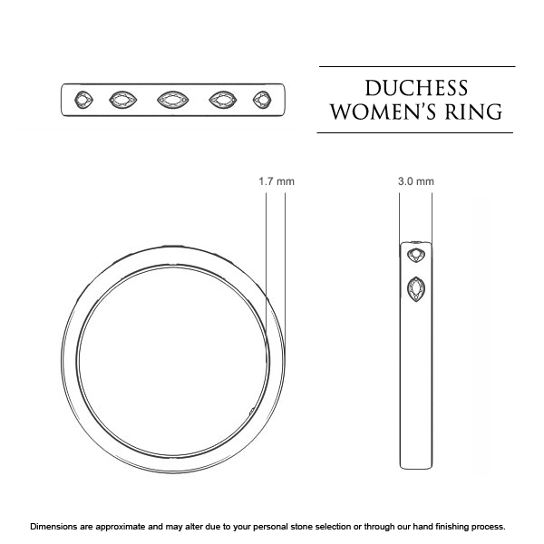 Duchess Women's Wedding Band in Platinum 950 AU - Dimensions