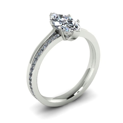 Custom Design Marquise Diamond Ring Marquise in Platinum 950 AU - Main View