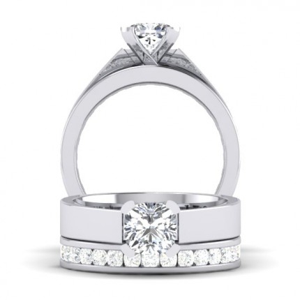 Bespoke Cushion Channel Band Diamond Band in Platinum 950 AU - Main View