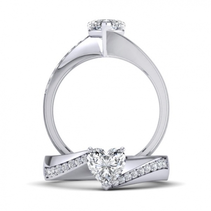 Bespoke Heart Diamond Ring Heart in Platinum 950 AU - Main View
