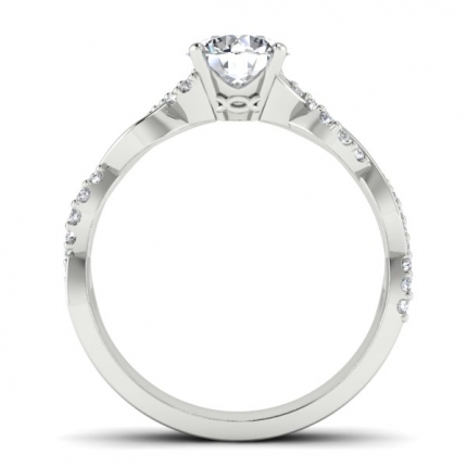 Custom Diamond Ring Round Brilliant in 18kt White Gold AU - Main View
