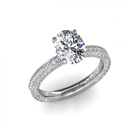 Sempre with Oval Pear Diamond Ring in 18kt White Gold AU - Main View