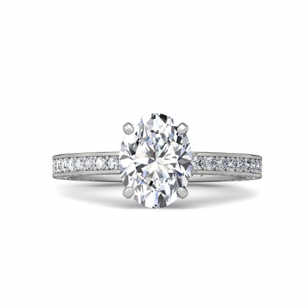 Sempre with Oval Pear Diamond Ring in 18kt White Gold AU