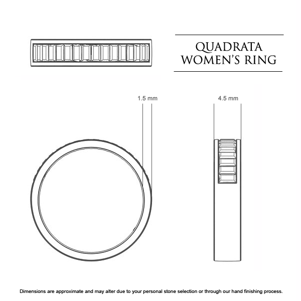 Quadrata Celebration Ring in Platinum 950 AU - Dimensions