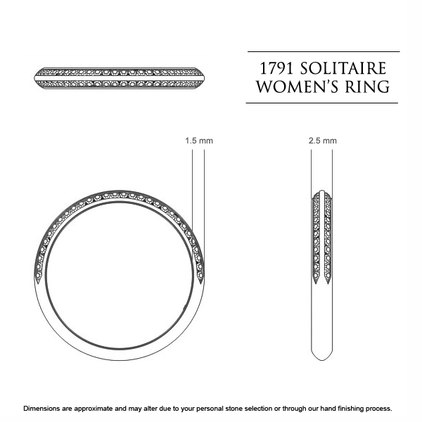 1791 Solitaire Celebration Ring in Platinum 950 AU - Dimensions