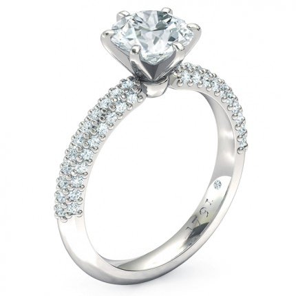 Passione Round Brilliant Engagement Ring in 18kt White Gold AU - Main View