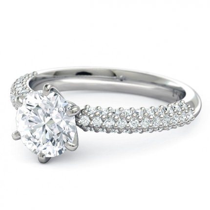 Passione Round Brilliant Engagement Ring in 18kt White Gold AU - Side View