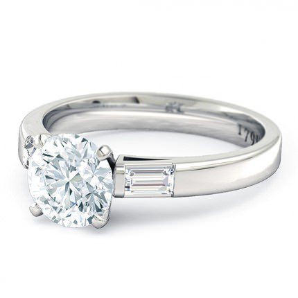 Speranza Round Brilliant Engagement Ring in 18kt White Gold AU - Side View