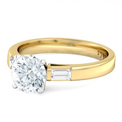 Speranza Round Brilliant Engagement Ring in 18kt Yellow Gold AU - Side View