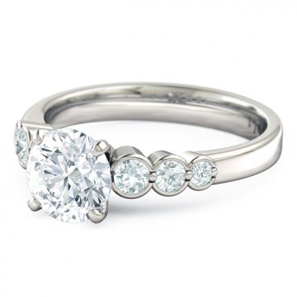 Fiducia Round Brilliant Diamond Ring in 18kt White Gold AU - Side View
