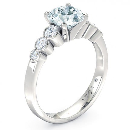 Fiducia Round Brilliant Engagement Ring in 18kt White Gold AU - Main View