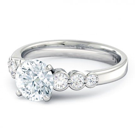Fiducia Round Brilliant Engagement Ring in 18kt White Gold AU - Side View