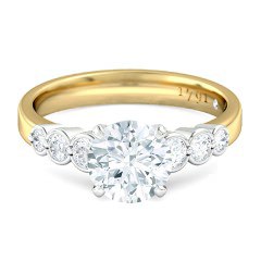 Fiducia Round Brilliant Engagement Ring in 18kt Yellow Gold + PT setting