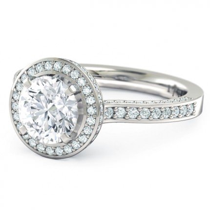 Sempre Round Brilliant Engagement Ring in Platinum 950 AU - Side View