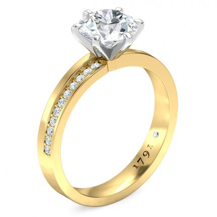 Bella Round Brilliant Engagement Ring in 18kt Yellow Gold AU - Main View