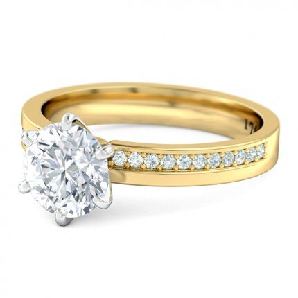 Bella Round Brilliant Engagement Ring in 18kt Yellow Gold AU - Side View