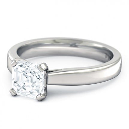 Splendente Asscher Diamond Ring in 18kt White Gold AU - Side View