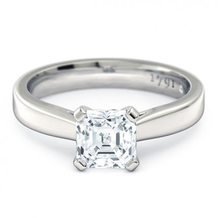 Splendente Asscher Diamond Ring in 18kt White Gold AU