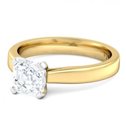 Splendente Asscher Diamond Ring in 18kt Yellow Gold AU - Side View