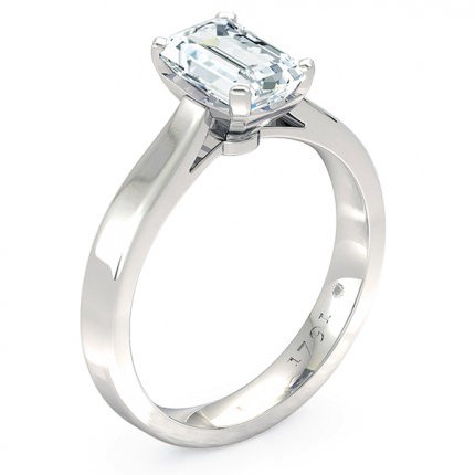 Brilliante Emerald Engagement Ring in 18kt White Gold AU - Main View