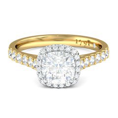 Priana Cushion Diamond Ring in 18kt Yellow Gold + PT setting