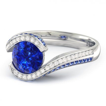 Kya Sapphire Ring in 18kt White Gold AU - Side View