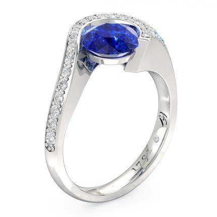 Cascade Sapphire Ring in 18kt White Gold AU - Main View