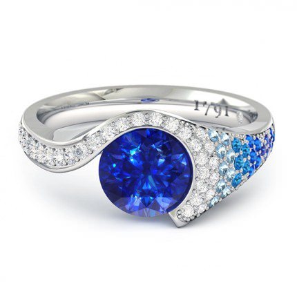 Cascade Sapphire Ring in 18kt White Gold AU