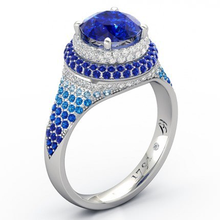Olympia Sapphire Ring in 18kt White Gold AU - Main View