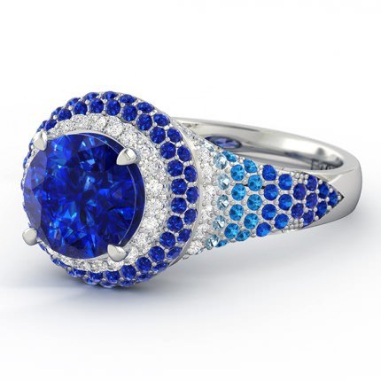 Olympia Sapphire Ring in 18kt White Gold AU - Side View