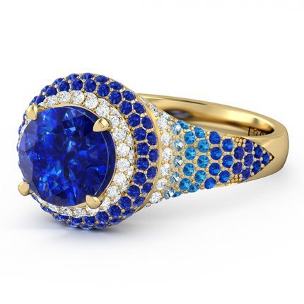 Olympia Sapphire Ring in 18kt Yellow Gold AU - Side View