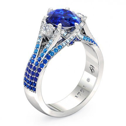 Sierra Sapphire Ring in 18kt White Gold AU - Main View
