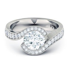Perlina Round Brilliant Engagement Ring in Platinum 950