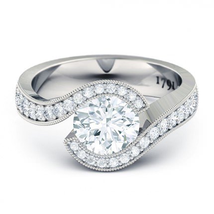 Perlina Round Brilliant Engagement Ring in 18kt White Gold AU