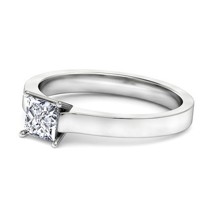Princess Solitaire Princess Diamond Ring in 18kt White Gold AU - Side View