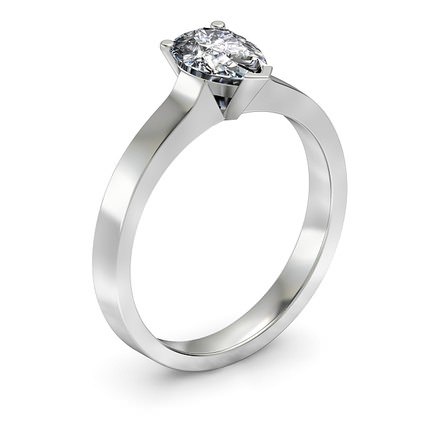 Pero Pear Diamond Ring in 18kt White Gold AU - Main View
