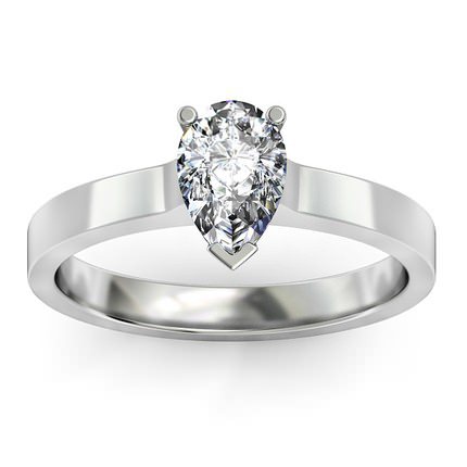 Pero Pear Diamond Ring in 18kt White Gold AU
