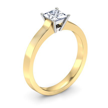 Princess Solitaire Princess Diamond Ring in 18kt Yellow Gold AU - Main View