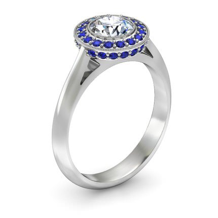 Azure Round Brilliant Diamond Ring in Platinum 950 AU - Main View