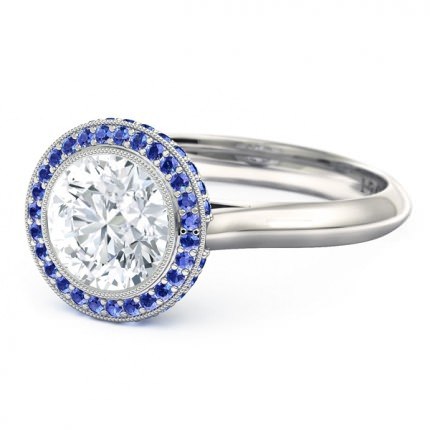 Azure Round Brilliant Diamond Ring in Platinum 950 AU - Side View