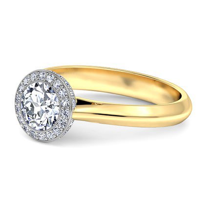 1791 Cluster Round Brilliant Diamond Ring in 18kt Yellow Gold AU - Side View