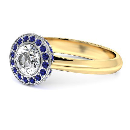 Azure Round Brilliant Diamond Ring in 18kt Yellow Gold AU - Side View