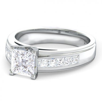 1791 Princess Princess Engagement Ring in 18kt White Gold AU - Side View