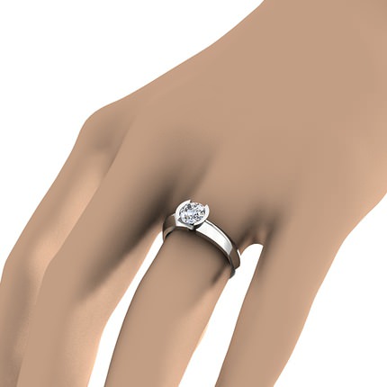 The Solitaire Round Brilliant Diamond Ring in 18kt White Gold AU - Box View