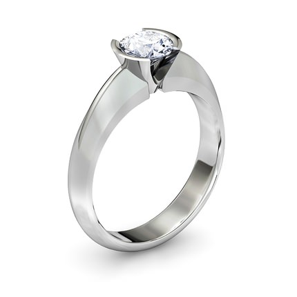 The Solitaire Round Brilliant Diamond Ring in 18kt White Gold AU - Main View